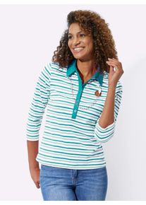 Casual Looks Damen Poloshirt "Poloshirt", blau, Gr. 44, gemustert, mehrfarbig, gestreift, 100% Baumwolle, Shirts