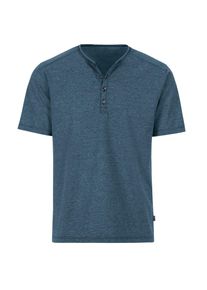 TRIGEMA Herren T-Shirt "TRIGEMA T-Shirt mit Knopfleiste DELUXE Baumwolle", blau, klassisch, Gr. S, 100% Baumwolle, Shirts