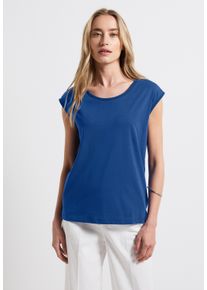 Street One Damen T-Shirt, blau, casual, Gr. 46, unifarben, Web, 100% Baumwolle, Shirts, aus reiner Baumwolle