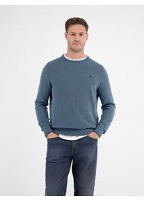 Lerros Herren Strickpullover "Lerros Leichter Strickpullover mit schmaler Rippstruktur", blau, Gr. L, 100% Baumwolle, Pullover