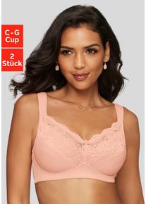 Petite Fleur Damen Soft-BH, Gr. 85, orange, Jersey, Spitze, Obermaterial: 60% Polyamid, 29% Baumwolle, 11% Elasthan, klassisch, BHs, ohne Bügel mit