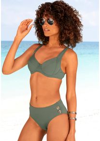 Vivance Damen Bügel-Bikini, grün, Gr. 36, Polyamid, Bikini-Sets, mit goldfarbenen Zierknöpfen