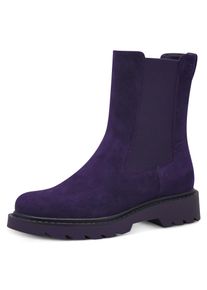 Tamaris Damen Chelseaboots, Gr. 41, lila, Ziegenveloursleder, Elastischer Einsatz, unifarben, klassisch, Schuhe, Blockabsatz, Stiefelette,