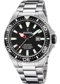 Festina Taucheruhr "Diver Collection", silber, Armbanduhren, Armbanduhr, Quarzuhr, Herrenuhr, Edelstahlarmband, Datum, Saphirglas
