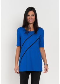 Seidel Moden Damen T-Shirtblau,65, casual, Gr. 44, kontrastfarbene Details, Jersey, Obermaterial: 95% Viskose, 5% Elasthan, Shirts, mit Streifen,