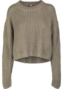 Urban Classics Damen Rundhalspullover "Urban Classics Damen Ladies Wide Oversize Sweater", grün, casual, Gr. S, unifarben, 100% Polyacryl, Pullover