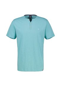 Lerros Herren Henleyshirt "Lerros Serafino-Shirt in unifarbener Strukturware"coastal blau, Gr. L, 100% Baumwolle, Shirts
