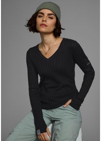 Kangaroos Damen V-Ausschnitt-Pullover, schwarz, casual, Gr. 48, unifarben, Rippstrick, Obermaterial: 50% Baumwolle, 50% Polyacryl, Pullover, in breit