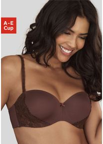 Lascana Damen Multiway-BH, Gr. 80, braun, Microtouch, Spitze, Obermaterial: 60% Polyamid, 35% Polyester, 5% Elasthan, feminin, BHs, mit Bügel und