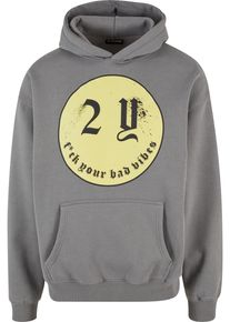 2Y STUDIOS Herren Kapuzensweatshirt "2Y Studios Herren Smiley Oversize Hoodie", grau, Gr. S, bedruckt, 70% Baumwolle, 30% Polyester, Sweatshirts