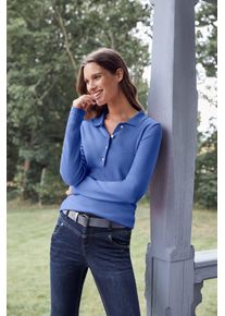Heine Damen Polokragenpullover "Polopullover", blau, Gr. 50, unifarben, 100% Baumwolle, Pullover
