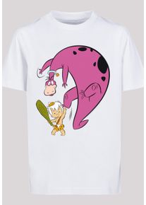 F4NT4STIC Jungen Kurzarmshirt "F4NT4STIC Kinder Bamm Bamm And Dino with Kids Basic Tee", weiß, casual, Gr. 110, unifarben, 100% Baumwolle, Shirts