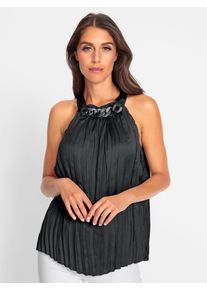 Heine Damen Blusentop, schwarz, Gr. 38, unifarben, 100% Polyester, Blusen