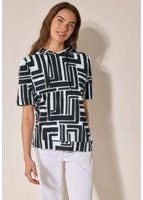 Cecil Damen Kapuzenshirt, blau, casual, Gr. XL, bedruckt, Web, Stoff, 50% Modal, 50% Baumwolle, Shirts, im soften Baumwoll-Mix