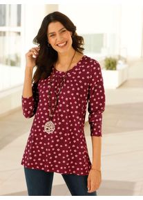 Inspirationen Damen Tunikashirt "Tunikashirt", rot, Gr. 38, geblümt, gemustert, mehrfarbig, bedruckt, 95% Viskose, 5% Elasthan, Shirts