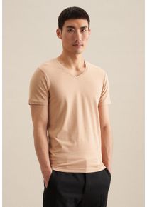 Seidensticker Herren T-Shirt "Schwarze Rose", beige, Gr. M, unifarben, 95% Baumwolle 5% Elastan, Shirts, Kurzarm V-Neck Uni