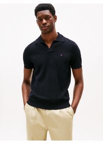 Tommy Hilfiger Herren Poloshirt "KNITTED TEXTURED POLO", blau, casual, Gr. M, Strick, Obermaterial: 55% Polyester, 45% Baumwolle, Shirts