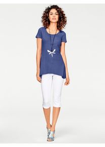 Heine Damen Longshirt "Longshirt", blau, Gr. 36, unifarben, 100% Seide, Shirts