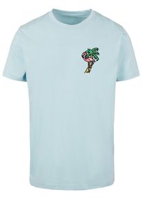 MisterTee Herren Kurzarmshirt "MisterTee Herren Flamingo T-Shirt Round Neck", blau, casual, Gr. XXL, bedruckt, 100% Baumwolle, Shirts