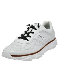 Bugatti Herren Slip-On Sneaker, Gr. 44, weiß, Lederimitat, sportlich, Schuhe, Freizeitschuh, Halbschuh, Slipper mit Kontrast-Rahmenbesatz