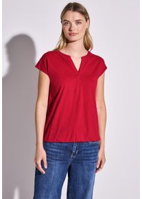 Street One Damen T-Shirt, rot, casual, Gr. 42, unifarben, Web, 100% Baumwolle, Shirts, aus reiner Baumwolle