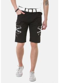 Cipo & Baxx CIPO & BAXX Herren Stoffhose "Capri-Shorts", schwarz, Gr. 29, unifarben, 80% Polyamid;12% Elasthan;8% Polyester, Hosen, mit zahlreichen Taschen