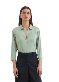 Marc O'Polo MARC O'POLO Damen Langarmbluse "aus LENZING ECOVERO ", grün, Basic, Gr. XL, unifarben, Obermaterial: 94% Viskose, 6% Elasthan, Blusen