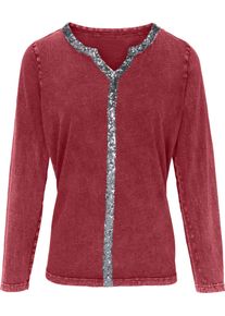 Heine Damen Langarmshirt "Shirt", rot, Gr. 44, unifarben, 100% Baumwolle, Shirts