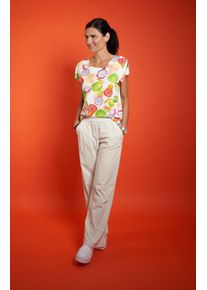 Seidel Moden Damen Kurzarmshirtsanftes weiß,11, casual, Gr. 52, bedruckt, Jersey, Obermaterial: 96% Viskose, 4% Elasthan, Shirts, mit All-Over Print,