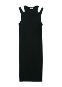 s.Oliver JUNIOR Mädchen Midikleid, schwarz, casual, Gr. 146, unifarben, Rippware, Obermaterial: 95% Baumwolle, 5% Elasthan, Kleider, ärmellos,