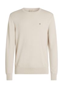 Calvin Klein Herren Rundhalspullover "MICRO PIQUE STRUCTURE SWEATER", beige, casual, Gr. XXXL, unifarben, Strick, Obermaterial: 88% Baumwolle, 12%