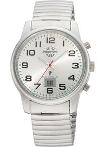 MASTER TIME Herren Funkuhr "Super Power", silber, Armbanduhren, Armbanduhr, Quarzuhr, Herren, Datum, Leuchtzeiger, Flexband, Zugband