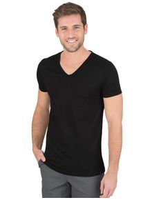 TRIGEMA Herren T-Shirt "TRIGEMA V-Shirt Slim Fit", schwarz, Basic, Gr. M, 100% Baumwolle, Shirts