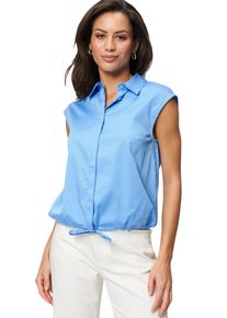 Zero Damen Klassische Bluse "Zero Bluse mit Bindeband", blau, casual, Gr. 40, unifarben, Web, Obermaterial: 65% Baumwolle, 32% Polyamid, 3% Elastan.