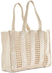 Vivance Damen Shopper "Strandtasche", beige, Textil, Ajourstrickmuster, Taschen, Handtasche, Schultertasche, Henkeltasche, Sommertasche