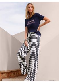 Heine Damen T-Shirt "T-Shirt", blau, Gr. 46, unifarben, gemustert, mehrfarbig, bedruckt, 95% Baumwolle, 5% Elasthan, Shirts
