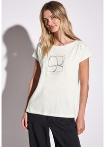 Street One Damen T-Shirt, weiß, casual, Gr. 46, bedruckt, Web, Stoff, 50% Modal, 50% Baumwolle, Shirts, im soften Baumwoll-Mix