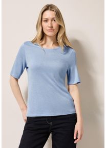 Cecil Damen T-Shirt, blau, casual, Gr. M, unifarben, Stoff, 82% Viskose, 10% Metalfaser, 8% Polyamid, Shirts, mit Rundhalsausschnitt