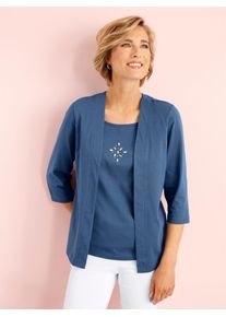 Classic Basics Damen 2-in-1-Shirt "2-in-1-Shirt", blau, Gr. 40, unifarben, 100% Baumwolle, Shirts