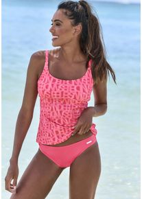 ELBSAND Damen Tankini-Top "Letra", orange, Gr. 38, bedruckt, Recycling-Polyamid, Bikini-Oberteile, mit tollem Wording