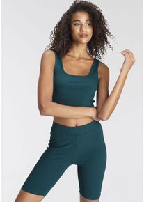 Lascana Damen Shorty, Gr. 36, blau, Jersey, Obermaterial: 63% Polyester, 32% Viskose, 5% Elasthan, sportlich, Homewear-Sets, bestehend aus Top und