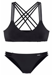 Bruno Banani Damen Bustier-Bikini, schwarz, Gr. 32, unifarben, Polyamid, Bikini-Sets, mit Zierbändern
