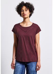 Street One Damen T-Shirt, rot, casual, Gr. 42, unifarben, Web, Stoff, 50% Modal, 50% Baumwolle, Shirts, mit Schlitz am Saum