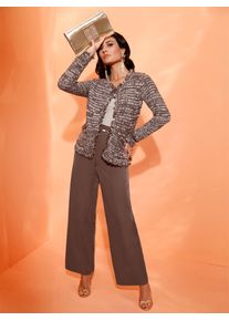CRÉATION L CREATION L Damen Cardigan, braun, Gr. 40, gemustert, mehrfarbig, 35% Baumwolle, 30% Viskose, 20% Modal, 10% Polyester, 5% metallisierte Fasern,