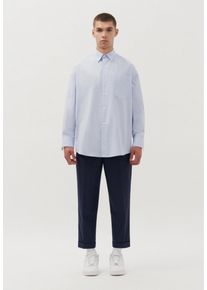 Herren Businesshemd "Studio", blau, Gr. M, STUDIO SEIDENSTICKER, gestreift, 100% Baumwolle, Hemden, Oversized Langarm Kentkragen Streifen