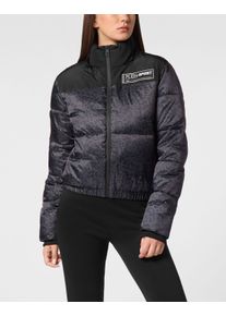 Plein Sport Damen Daunenjacke "Leopard", schwarz, Gr. XXL, Obermaterial: 100% Polyester; Futter: 100% Polyester; Füllung: 100% Polyester, Jacken