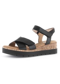 Gabor Damen Keilsandalette "GENUA", Gr. 41, schwarz, Leder, unifarben, klassisch, Schuhe, Riemchensandale, Komfortschuh, Sommerschuh, Stretcheinsatz,