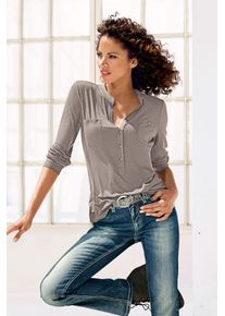 Heine Damen Blusenshirt "Blusenshirt", grau, Gr. 40, gemustert, gepunktet, 95% Viskose, 5% Elasthan, Shirts
