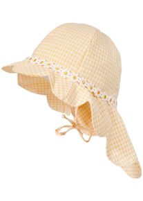 MaxiMo Baby Sonnenhut, gelb, modisch, Gr. 53, Baumwollmischung, Hüte, Mit verspieltem Blütenband und Nackenbogen.