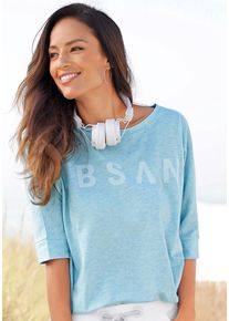 ELBSAND Damen 3/4-Arm-Shirt "Iduna", blau, casual, Gr. XL, unifarben, Jersey, Obermaterial: 50% Baumwolle, 50% Polyester, Shirts, mit Logodruck,